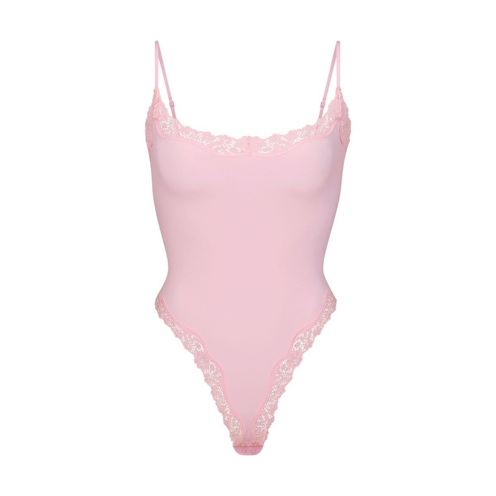 SKIMS Lace atrium Bodysuit in Cherry Blossom